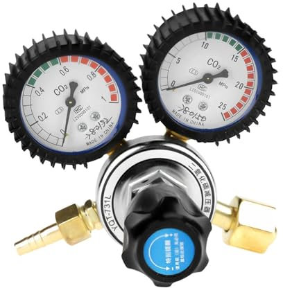 TIEOAXFT CO2 Reducer Gas Bottle Regulator Carbon Dioxide Heated Reducer Valves CO2 Flowmeter Welding Weld PressureGauge