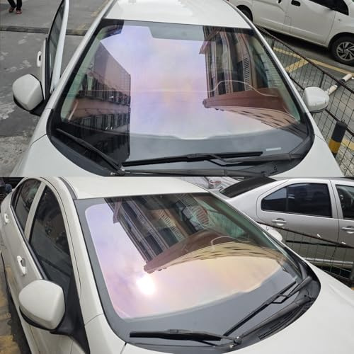 Alvorox 84% VLT Film vitre teintée Voiture, Film de Protection Solaire Nano céramique, Changement Transparent en Film de Couleur Orange Violet (1m x 30m)