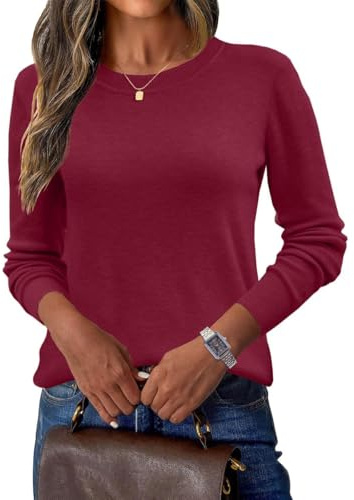 Joligiao Pull Tricoté en Cachemire pour Femme Chic et Élégant Pulls Col Rond Pulls en Tricot Leger Automne Hiver Chaud Pulls Cachemire Couleur Unie Pull Laine Femme en Tricot