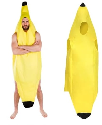 EYWILYWI Adult Banana Costume,Hilarious Yellow Banana Jumpsuit, Lightweight Comfortable Unisex Outfit for Halloween, Parties, Carnivals,Christmas,Perfect for Fun Themed Cosplay. (Yellow)