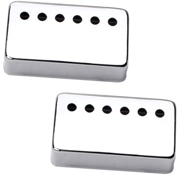 2 Stück Halboffene Metall Humbucker Abdeckung mit 6 Löchern | E-gitarre und Tonabnehmer, Silberfarben, Modell Gb303, Klassisch Schlicht