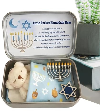 Mini-Eisenbox-Plüsch-Taschenbär, Geschätztes Erinnerungs-Andenken, 9 X 6 cm, Spielzeugdekorationen Mit Box, Taschen-Chanukka-Bär, Emotionaler Komfort-Plüsch, Für Mädchen, Kinder, Freundin