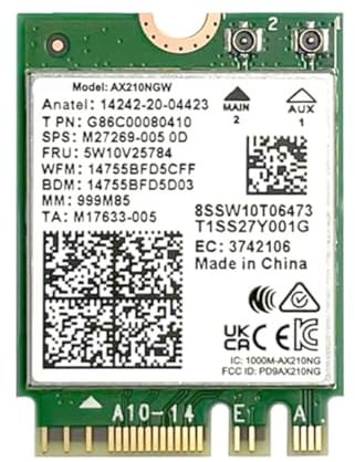 Aniyaa WiFi 6E AX210 Bluetooth 5..2 Wireless Network Card 5374Mbps 2.4Ghz 5Ghz 6Ghz 802.11ax Wifi Adapter for PC Laptop