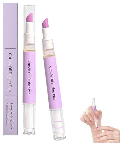 Cuticle Pusher Oil Pen, 2 in 1 Cuticle Remover Nail Oil Pen for Women, 2026 New Cuticle Oil Pusher Pen for Dry Damaged Nails Hangnails Moisturizes Strengthens Brightens 2 PCS