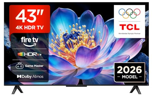 TCL 43V6D-UK 43 Inch 4K HDR, Fire TV, HDR10+, Dolby Atmos, DTS:X, Game Master, Motion Clarity, AirPlay 2, Press & Ask Alexa (2026 New Model)