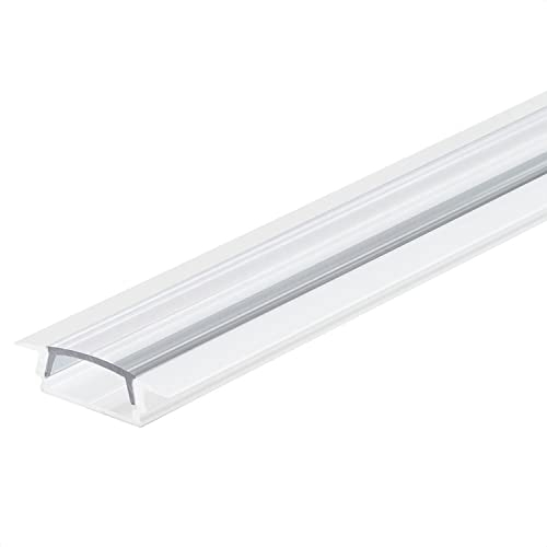 INNOVATE 2m LED Schiene - Aluminium T - Profil - Aluprofil für LED Stripes/Streifen - LED Kanal - Alu Leiste –(Alu T-Profil Mini 12mm weiss - flache klare Abdeckung)