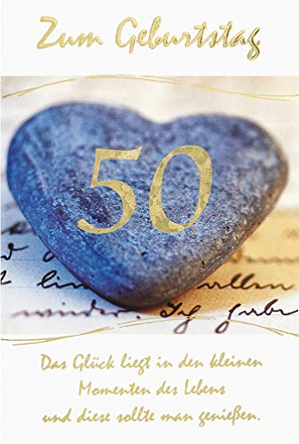 bsb Geburtstagskarte Geburtstagsgrüße Geburtstagswünsche zum 50. Geburtstag - Steinherz 5261500-2 weiß