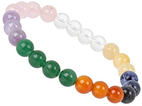 ELEDORO echtes Edelstein Perlen Armband - Natürliche Chakra Power Steine, Stretch Design, 8mm (Multicolor Edelstein)