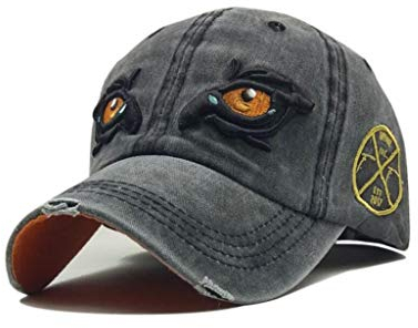 XibeiTrade Unisex bestickte 3D Adleraugen Baseballkappe gewaschene Baumwolle Outdoor Sport Trucker Fahren Hut - Schwarz - MEDIUM