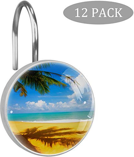 Eslifey - Ganci per Tenda da Doccia Estiva con Onde d’Acqua, 12 Pezzi, Acciaio Inossidabile, Style10, 3.7x3.7cm