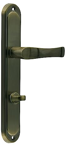 domino Türgriff 78 Drückergarnitur WC - Badezimmer Set | Links & Rechts Türbeschlag für WC/Badezimmertüren | L-Form | Türbeschläge aus Aluminium |Bronze Türdrückergarnitur| NOVA M3