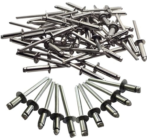 3.2mm Rivets Stainless Steel Type A Blind Rivet Dome Head Din 7337 (Pack of 50) (3.2mm x 8mm)