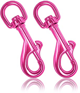 Ganzoo Karabiner-Haken mit Drehgelenk L: 65mm, Bolzen-Karabiner für Hunde-Leine, 2 Stück, Stahl-Karabiner, für Paracord 550 Hundehalsband, Schnapp-Karabiner Drehkopf, Zinklegierung, Farbe Pink
