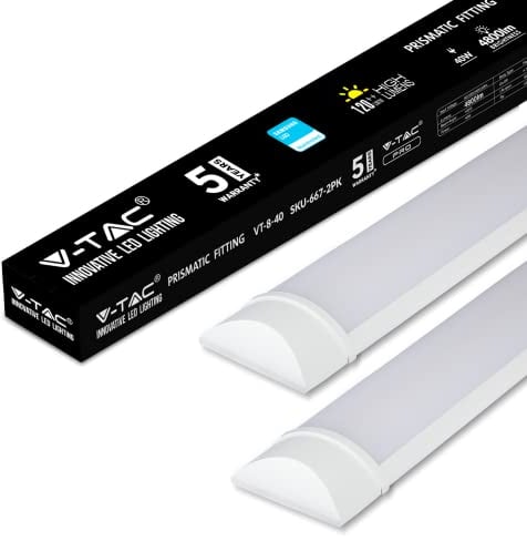 VTAC 40W LED Deckenleuchte Röhre Licht 120CM, mit 4800LM in weiß 6400K, 120° Abstrahlwinkel für Badzimmer Wohnzimmer Küche Garage Lager Werkstatt 2er pack