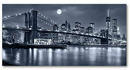Tulup Spritzschutz Glas Küche 120x60 cm Küchenrückwand Glassplatte Küche Herd Küchenrückwand aus Echtglas Abdeckplatte - Sehenswürdigkeiten & Architektur - Schwarzweiß - Manhattan New York