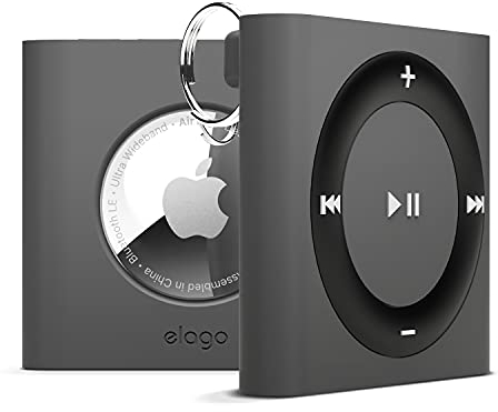 elago W7 Coque Porte-clés Compatible avec Apple AirTag - Protection Antichute, Design Classique de Lecteur MP3 Rétro (Chiens de Piste, Clés, Sacs à Dos) Dispositif de Suivi Non Inclus (Gris Foncé)