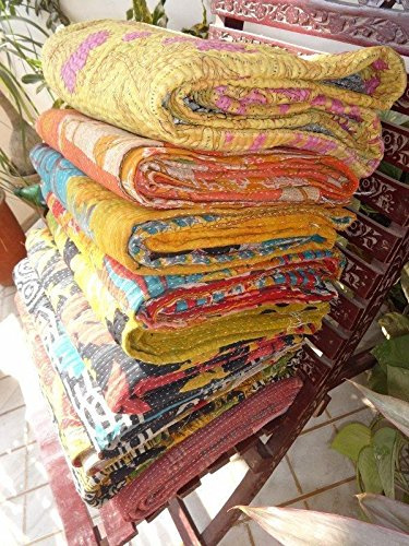 Indischer Großhandel viel Kantha-Steppdecke, handgefertigt, indischer Vintage-Stil, wendbar, Kantha-Überwurf (5)