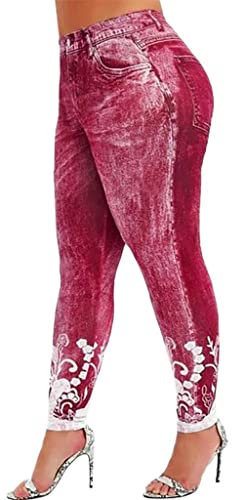 Jeans Look-Yoga Leggings Fitness Damen, hohe Taille, Yogahose, Sport, Workout, Seamless Fitnesshose Sportleggins Yogahosn Fitness Yoga Pants Kompression Gym Tights Eng Elastisch Laufhose BL1612