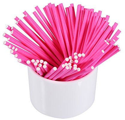 Cake Pop Sticks, 100 Stk./Set Robuste Bunte Lollipop Sticks Sauger Sticks für Kekse, Regenbogenbonbons, Schokolade, Kuchendeckel(Rosa)