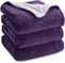 Bedsure Sherpa Fleece Throw Blanket King Size - Thick and Warm, Fluffy Microfiber Solid & Soft Blankets for Bed and Couch, Purple, 230x270cm