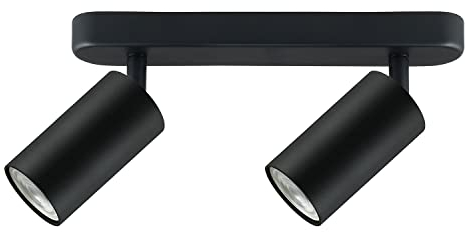 Maclean MCE452 B Deckenstrahler 2-Flammig 2xGU10 Fassung für LED & Halogen Leuchtmittel bis 35W Deckenleuchte Wandstrahler 55x100mm Drehbar Schwenkbar (2-Flammig ohne Leuchtmittel, Schwarz)