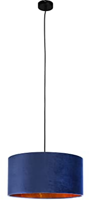 Smartwares Pendelleuchte IDE-60058, Blauer Samt, 40 cm Ø, E27-Fassung