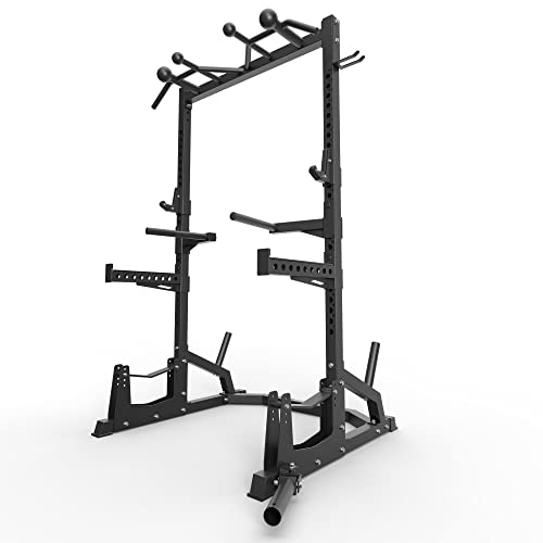 Atletica R7 Half Rack ∣ 214 cm hoch ∣ Stabil mit 102 kg Eigengewicht ∣ Professionelle J-Hooks ∣ Deadlift Station ∣ 70 mm Vierkantrohr