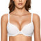 DOBREVA Women's Push Up Bra Underwire Padded T Shirt Bras Full Coverage Plunge Bras White 34DD