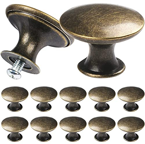 HUANGY Brateuanoii 12 Stück Antik Bronze Schubladenknopf Runden, Bronze Vintage Schranktürknöpfe, Schubladenknöpfe Knauf, 30mm Knauf für Schrank Kleiderschrank Schublade Möbel Türgriff