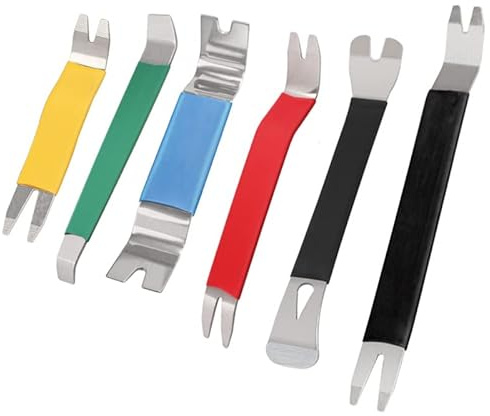 DODODIY Stainless Steel Trim Removal Tools 6PCS Trim Removal Tool Set, Universal Car Body Kit for Car Clips Removal, Dashboard Removal and Car Door Panel Trim Removal (Colorful)