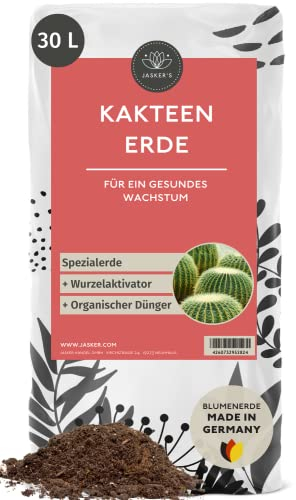Kakteenerde 30 L - Mit 100 Tage Dünger und Sand angereichert - Kaktuserde - Kaktus Erde für alle Kakteen - Ideale Kakteen Erde zum Pflanzen und Umtopfen - Erde Kaktus - Erde Kakteen