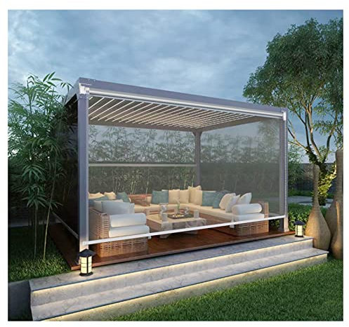 Estores Transparentes para jardín al Aire Libre,PVC Transparente Cortina a Prueba De Viento a Prueba de Lluvia,Estores Pérgola Exterior Impermeable Cortina Enrollable,65x100cm/25.5x39.3in