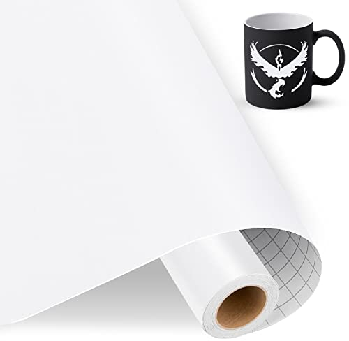 IModeur blanco Vinilo Permanente Rollo, 30,5 cm x 457,5 cm de Vinilo Adhesivo blanco Mate, Vinilo blanco para Cricut, Silhouette Cameo, la mayoría de las máquinas de corte