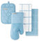 KitchenAid Quilted Cotton Terry Cloth Oven Mitt, Pot Holder Hitzebeständig, Baumwolle, Polyester, Blauer Samt, 16x26, 7x13 & 7x10