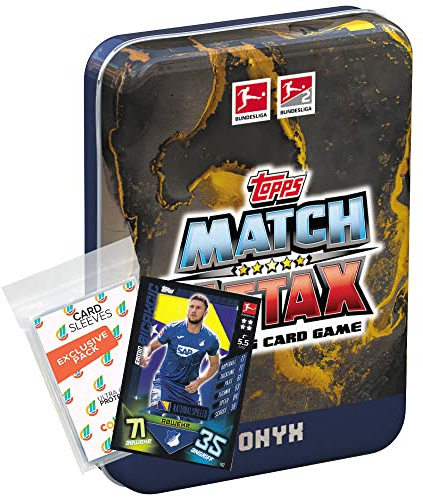 collect-it.de MY HOME OF CARDS + TOYS Exklusive Aufbewahrungshüllen im Bundle mit Topps Match Attax 2022/23-1 Mini Tin Box Onyx + 1 seltene Nationalspiel Karte