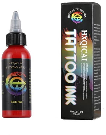 Hxqicai Tinta Roja para Tatuajes Botella de 2 oz, Tinta Roja para Tatuajes, Colores Vividos, Tinta para Tatuajes para Profesionales y Entusiastas de Tatuajes