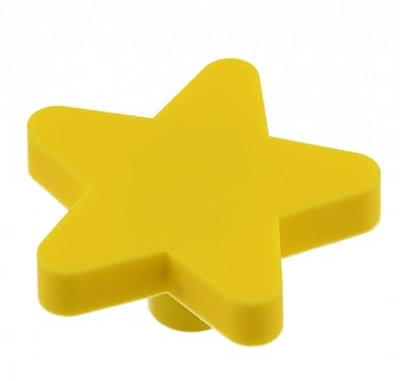 Gedotec Kinder-Möbelgriffe aus Gummi | Stern - Gelb | 1 Stück - Kindergriff-Möbel | KID | Schubladen-Knopf elastisch - speichelfestem Gummi | Möbelknopf - Kinderzimmer | inkl. Befestigungsmaterial