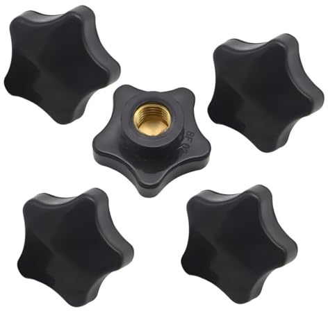 SYDARSYN M6 Sternknöpfe, Rändelknopf mit Innengewinde, Schwarzer Kunststoffgriff Klemmknöpfe Griff Mutter M6 (5 Stück)