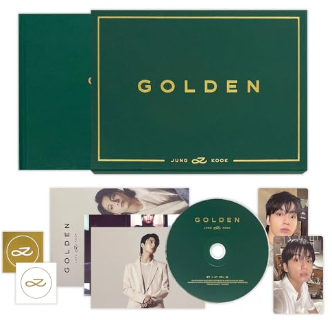 JUNGKOOK - [GOLDEN] (SHINE Ver.) Book Case + Photo Book + CD & CD Envelope + Post Card + Poster + Photo Card + Symbol Sticker + Contents Envelope + 2 Extra Photocards