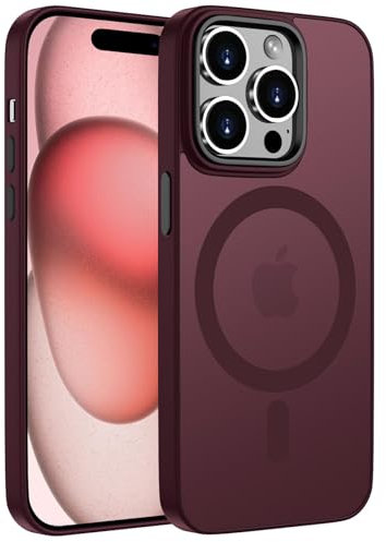 ORDA Magnetisch Hülle für iPhone 15 Pro 6,1 Zoll Kompatibel mit MagSafe,für iPhone 15 Pro Case Durchscheinende Matt Handyhülle für iPhone 15 Pro Rückseite Dünn Stoßfest Schutzhülle Pflaume