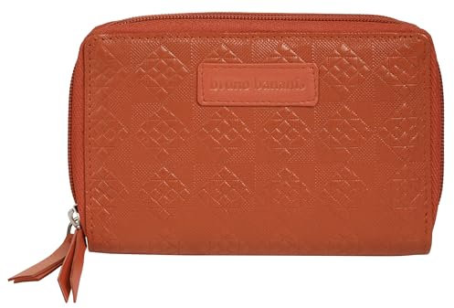 bruno banani Geldbörse Echt Leder Damen | Portemonnaie, Brieftasche aus Leder, Geldbeutel mit RFID-Schutz, 2 Reißverschlussfächer papaya | 022052