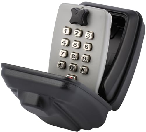Schlüsselbox zur Wandmontage - für Schlüssel oder kleine Wertgegenstände - Schlüsseltresor mit 3-stelligem Zahlencode für außen und innen Hellgrau Key Safe