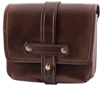 ULFBERTH | Mittelalter Gürteltasche aus Leder | Hochwertige Tasche aus Büffelleder | Reenactment Ledertasche für den Gürtel (Dunkelbraun)