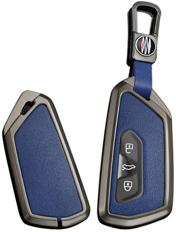 ontto Autoschlüssel Hülle Schlüsselbox Cover Passt für Skoda Octavia A8 MK8 Seat Leon FR Mk4 Cupra Formentor für VW Golf 8 ID.6 Schlüsseletui Metall Schlüsselhülle mit Schlüsselanhänger-Schwarz Blau
