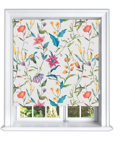 Lister Cartwright Creamy Tropical Printed Roller Blinds(60 cm Width x 155 cm Drop) Window Blackout Blinds Easy Fit Child Safety Included