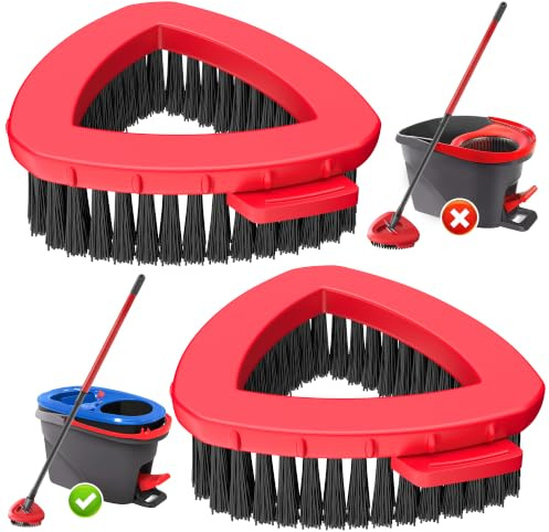 Spin Mop Scrub Brush Head for O Ceda RinseClean 2 -Tank System(Blue) | Hard Bristle Scrubber Brush for Floor Cleaning Accessories (Not Fit for EasyWring 1-Tank), 2 Pack