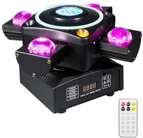 Moving Head Bühnenlicht, LED-DJ-Lichter mit DMX512-Controller, Soundaktivierung, 4 Stück 12 W RGBW-LED-Perlen, Dimmer-Stroboskopeffekt