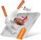 SIMPOSA. SIMPOSA Piastra per griglia/Plancha in acciaio inox V2A massiccio e inossidabile 4 mm [40 x 40 x 4 cm), con divisorio con 2 spatole per barbecue con manico in legno, set perfetto per grigliar