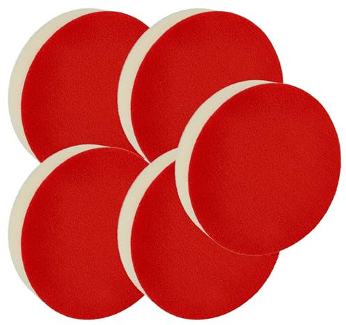 vhbw 5X Polierscheibe, Polierschwamm Ersatz für Bosch 2608613005 für Exzenter- & Schwingschleifer - 13 cm Arbeitsdurchmesser, 14 g, weiß, rot