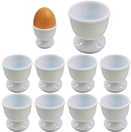 10pcs Egg Cups Porcelain Single Egg Stand Holders Egg Cup Tray Kitchen Gadgets Tools for Hard Boiled Eggs Breakfast Party Dinning
